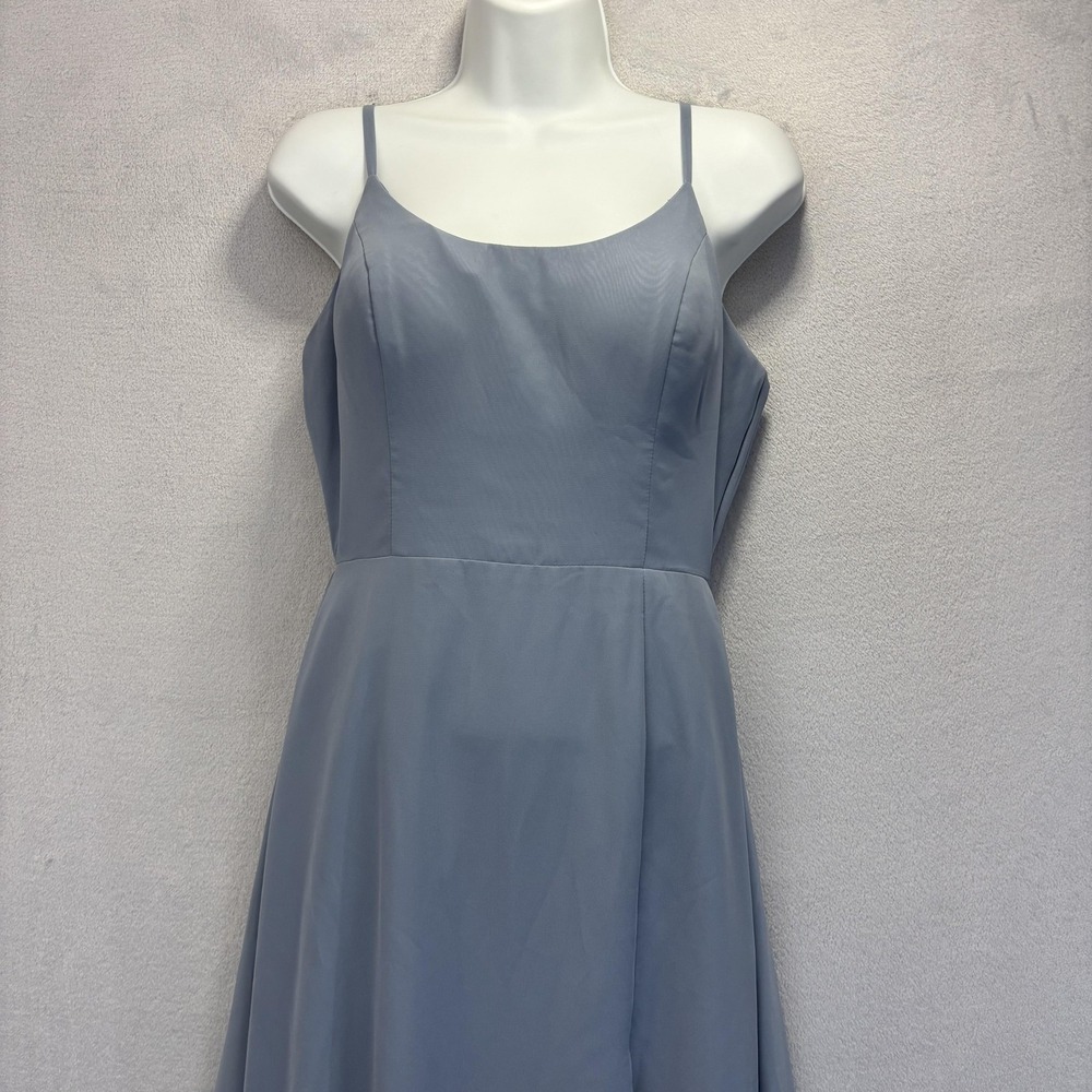 Azazie Dusty Blue A-Line Bridesmaid Dress Womens 10 A10 Classic Long Formal Gown - Picture 6 of 13